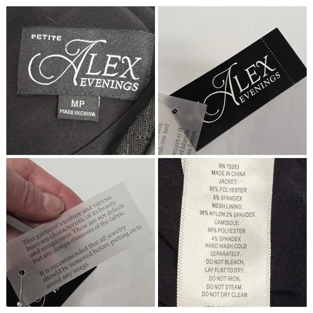 Alex Evenings Black Sequin Jacket With Tank Top Size MP NWT Formal Party Sparkle